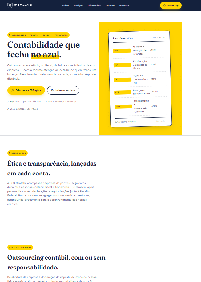 ECS Contábil - site institucional de escritório de contabilidade