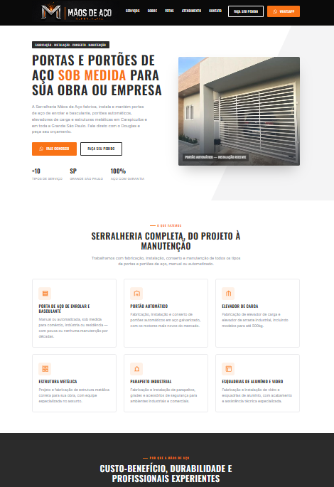 Serralheria Mãos de Aço - site institucional de portas e portões de aço sob medida