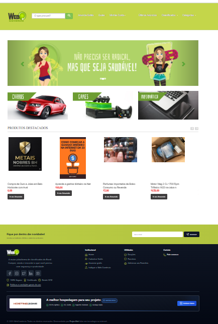WebComercio - sistema de leilão e classificados online desenvolvido pela Project net
